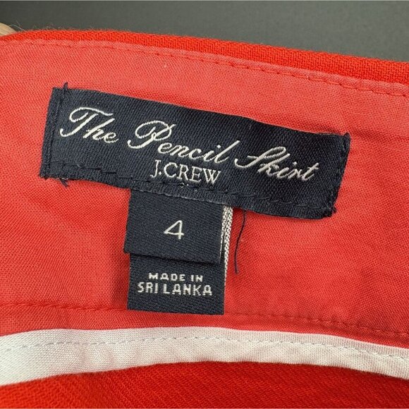 J.Crew Women's The Pencil Skirt Size 4 Red Orange Career Office Professional - Picture 5 of 10